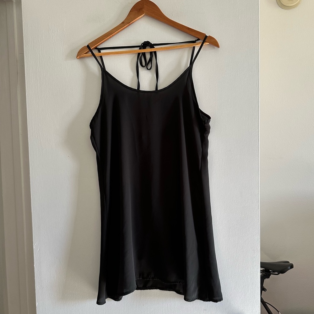 Brandy Melville John Galt Black Sheer Tie Back Slip Mini Dress size Small EUC - Picture 3 of 10